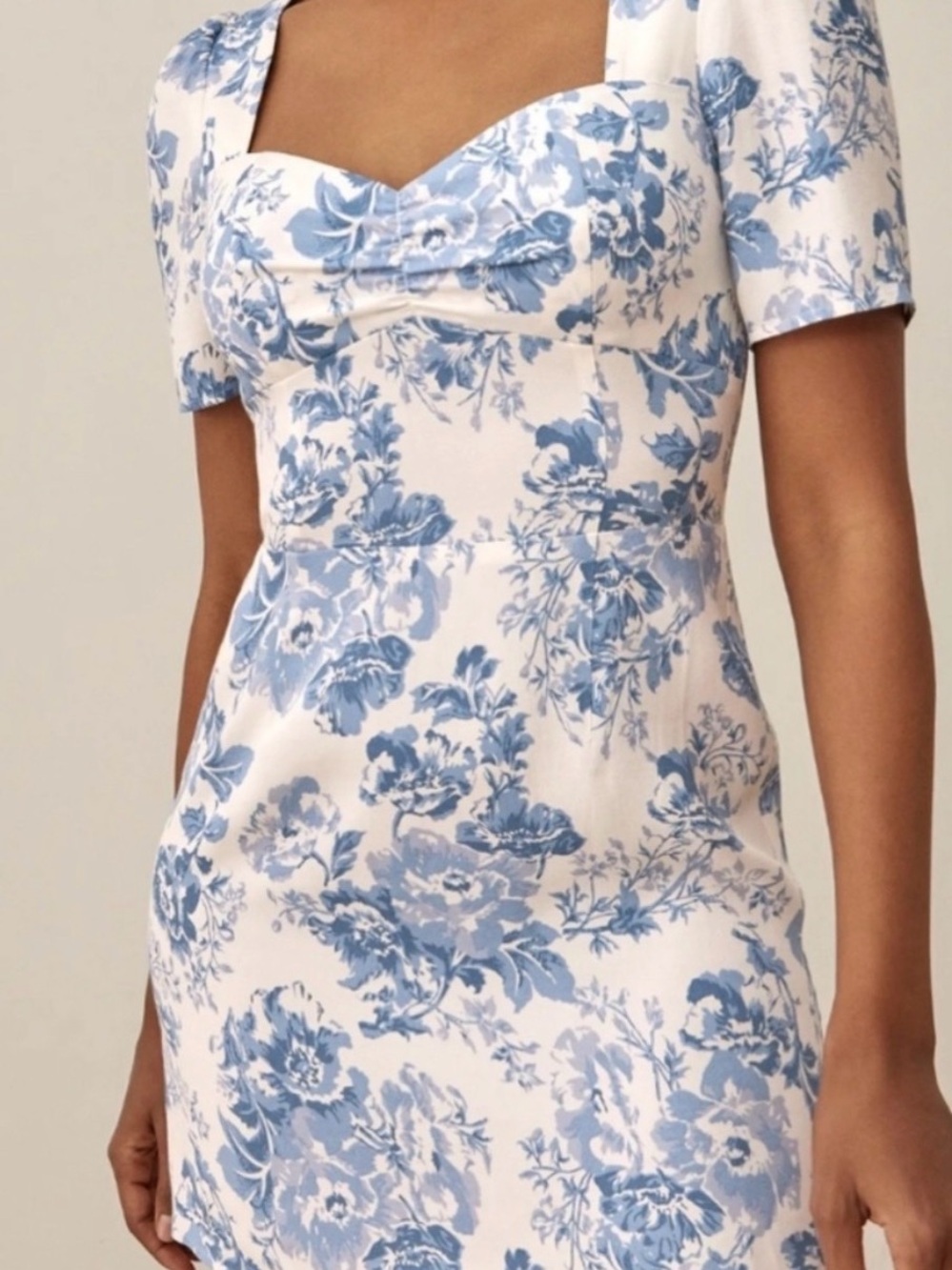 Elegant Blue Floral Sweetheart Dress